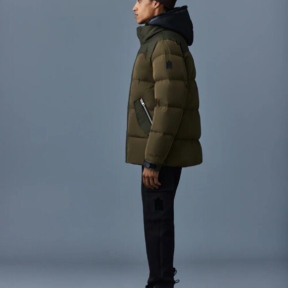 Mackage RILEY Classic Down Jacket with Removable Shearling bib / Army / Size S - Picture 4 of 7